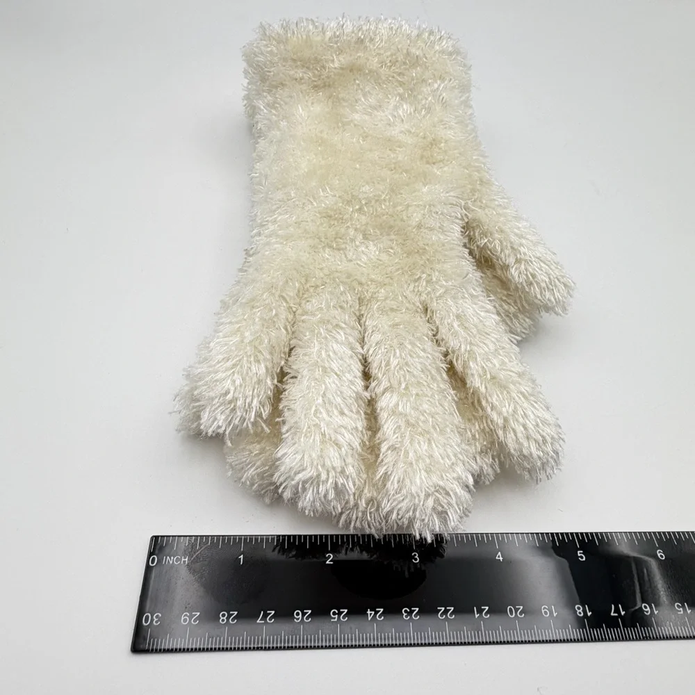 Women’s Plush Faux Fur Gloves Cream‎ Ivory Cozy Winter Cold Weather